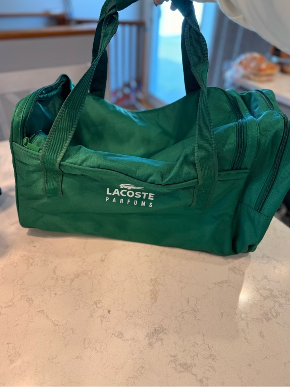 Lacoste Green Branded Nylon Duffle Bag